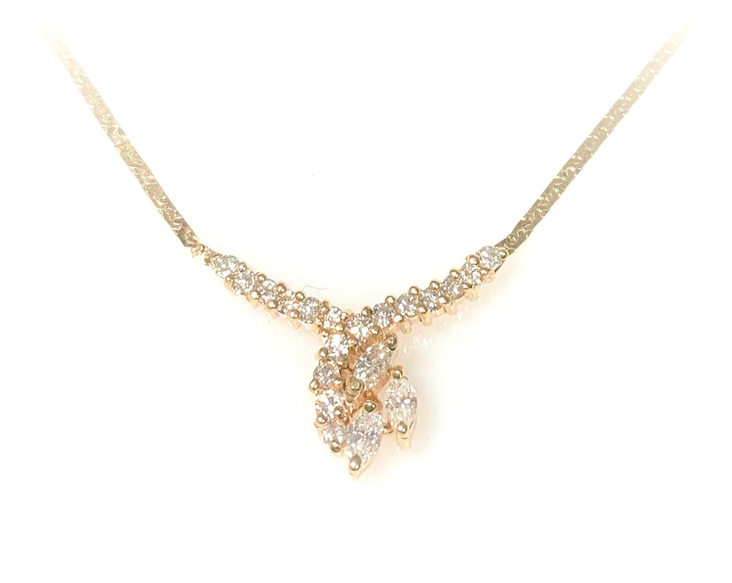 14 Karat Yellow Gold Estate Diamond Fashion Necklace