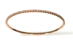 14 Karat Rose Gold Flexible Diamond Fashion Bangle Bracelet