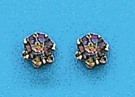 A Pair of White Tone 5 mm Round Mystic Fire Topaz Stud Earrings
