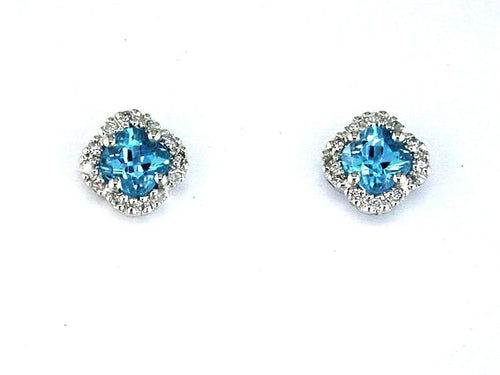 Blue Topaz and Diamond White Gold Earrings