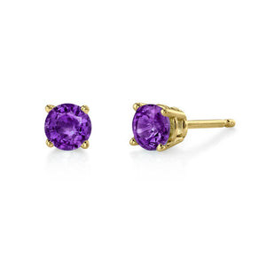 Amethyst and Yellow Gold Stud Earrings