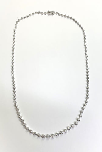 14 Karat White Gold Diamond Tennis Necklace