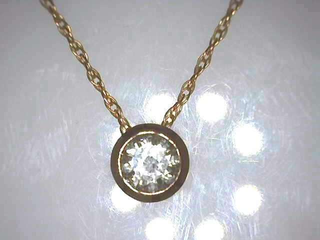 14 Karat Rose Gold Diamond Solitaire Pendant