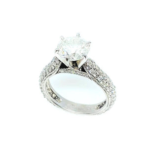 14 Karat White Gold Estate Pave Design Diamond Engagement Ring