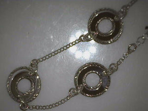 Sterling Silver Double Circle Design Link Bracelet