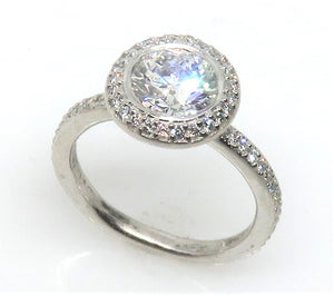 Modern Estate 18 Karat White Gold Diamond Engagement Ring