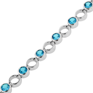 Sterling Silver Blue Topaz Gemstone Bracelet