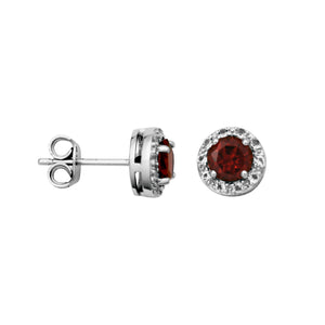 Sterling Silver Garnet Gemstone Fashion Earrings