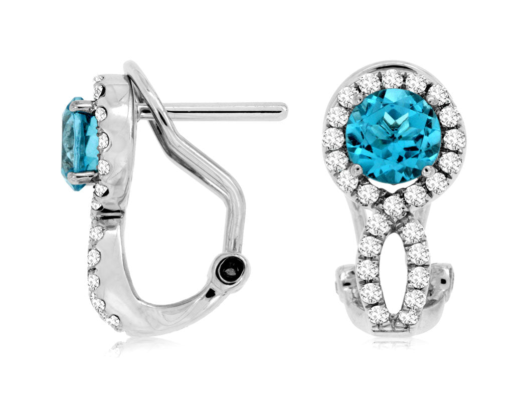 Blue Topaz and Diamond White Gold Earrings