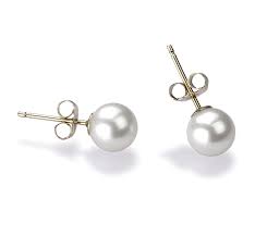 14 Karat White Gold Freshwater Cultured Pearl Stud Earrrings