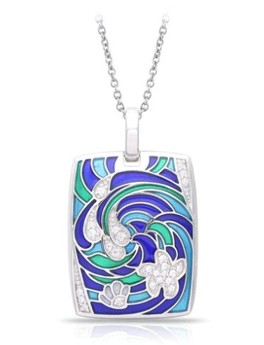 Sterling Silver 'Ocean Wave' Hand Painted Italian Enamel Pendant