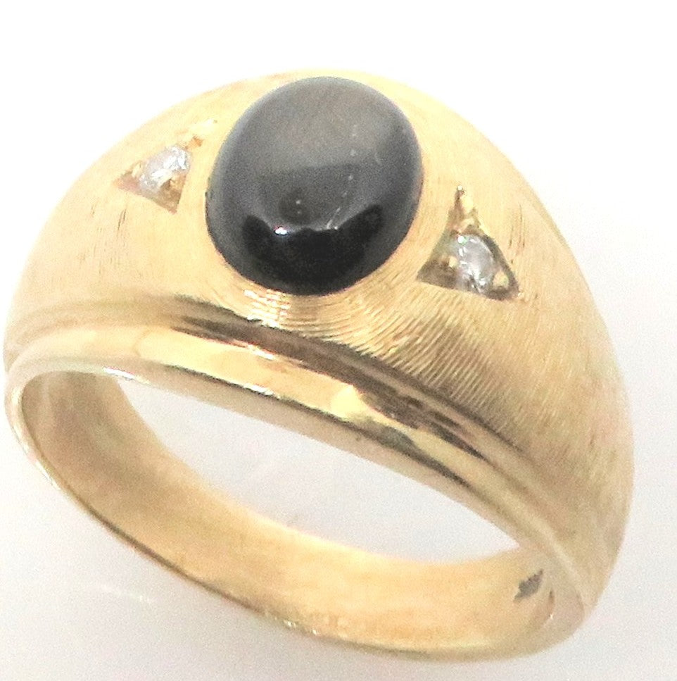 14 Karat Yellow Gold Estate Gent's Gemstone and Diamond Fashion Ring