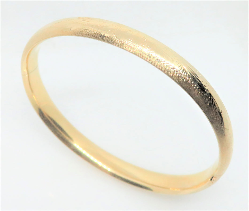 14 Karat Yellow Gold Engraved Bangle Bracelet