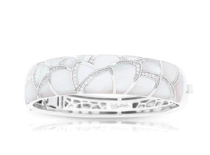 Sterling Silver  'Sirena' Mother of Pearl Inlay Bangle Bracelet by Belle Etoile.