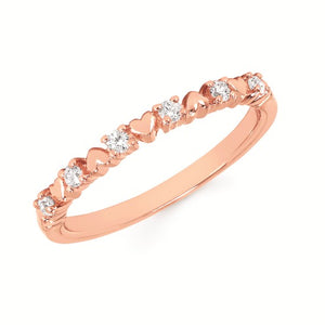 14 Karat Rose Gold Heart Diamond Fashion Ring