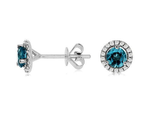 Blue Topaz and Diamond White Gold Earrings