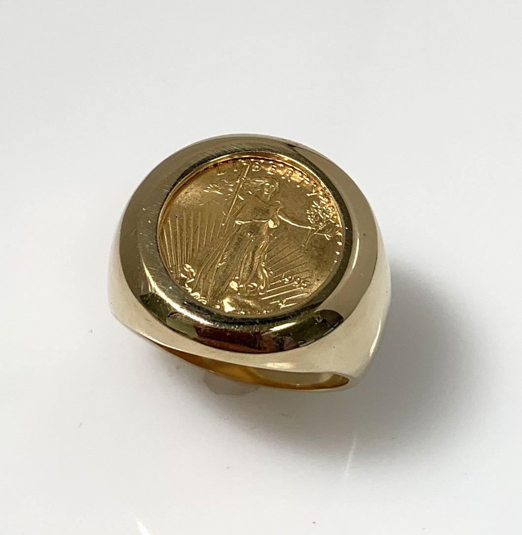 14 Karat Yellow Gold American Eagle Coin Ring