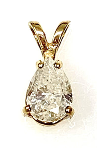 Estate 14 Karat Yellow Gold Solitaire Diamond Pendant