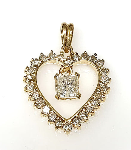 14 - 18 Karat Yellow Gold Diamond Heart Pendant