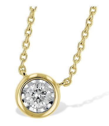 14 Karat Yellow Gold Diamond Solitaire Necklace