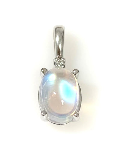 14 Karat White Gold Moonstone and Diamond Fashion Pendant