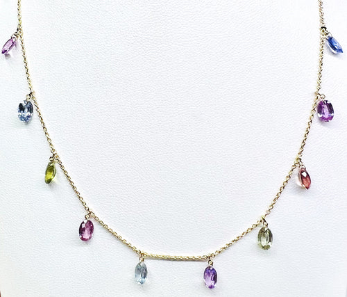 18 Karat Yellow Gold Sapphire Necklace