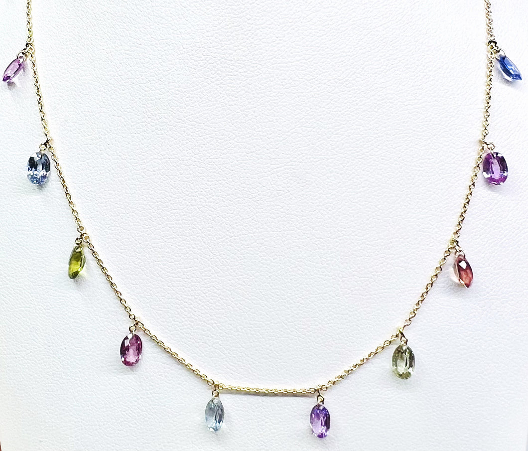 18 Karat Yellow Gold Sapphire Necklace