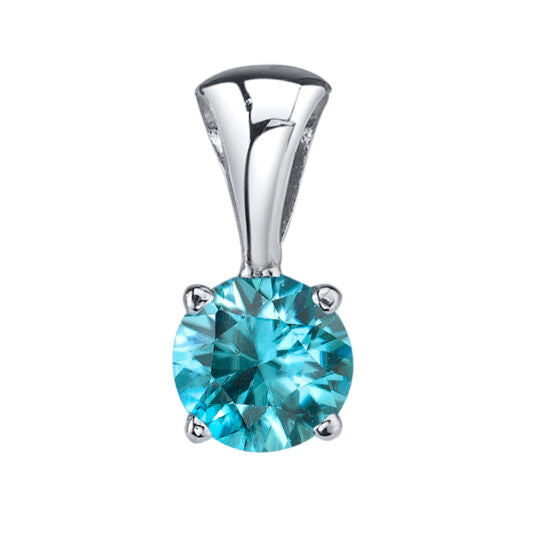 Blue Zircon Solitaire Pendant