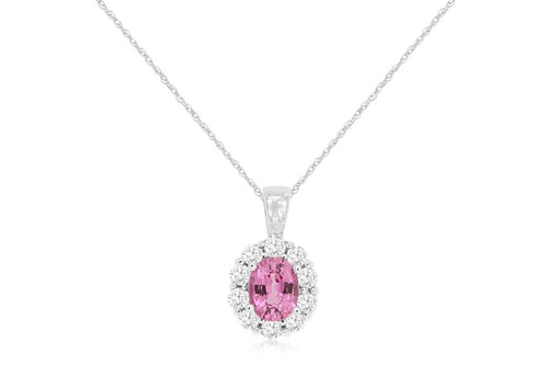 14 Karat White Gold Pink Sapphire and Diamond Fashion Pendant