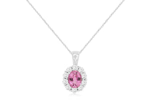 14 Karat White Gold Pink Sapphire and Diamond Fashion Pendant