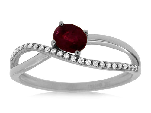 Contemporary Oval Ruby and Diamond Ring