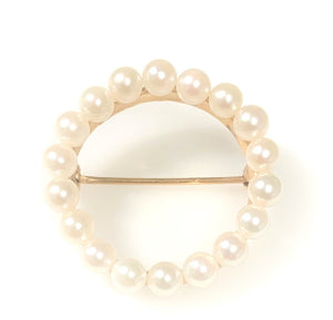 14 Karat Yellow Gold Estate Pearl Brooch