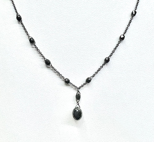 18 Karat Oxidized White Gold Black Diamond Necklace