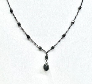 18 Karat Oxidized White Gold Black Diamond Necklace