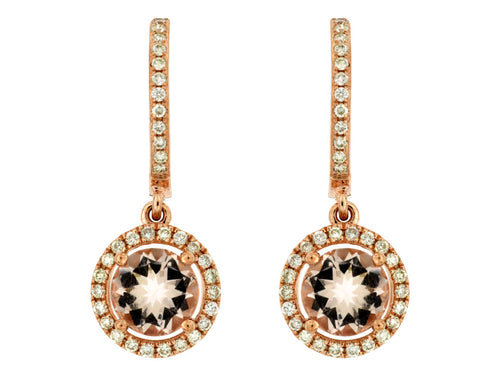 Morganite and Diamond Rose Gold Earrings