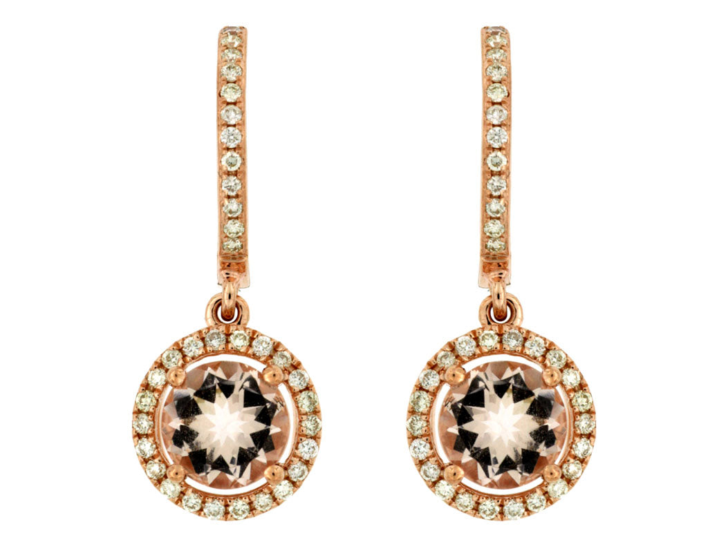 Morganite and Diamond Rose Gold Earrings