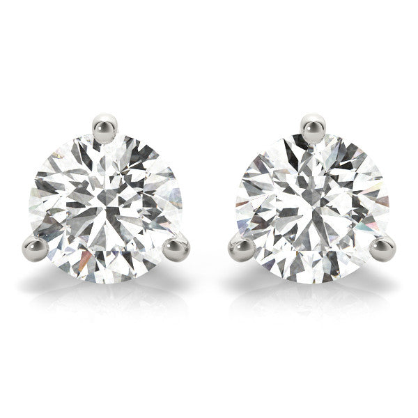 14 Karat White Gold Diamond Stud Earrings, 1.00ctw