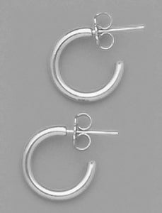 A Pair of White Tone Small 3/8" Round Hoop Earrings.