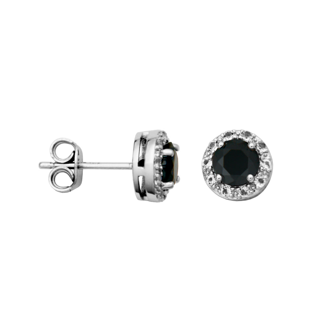 Stering Silver Black Spinel Gemstone Earrings