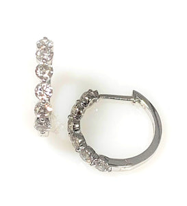 A pair of 14 karat White Gold Diamond Hoop Earrings