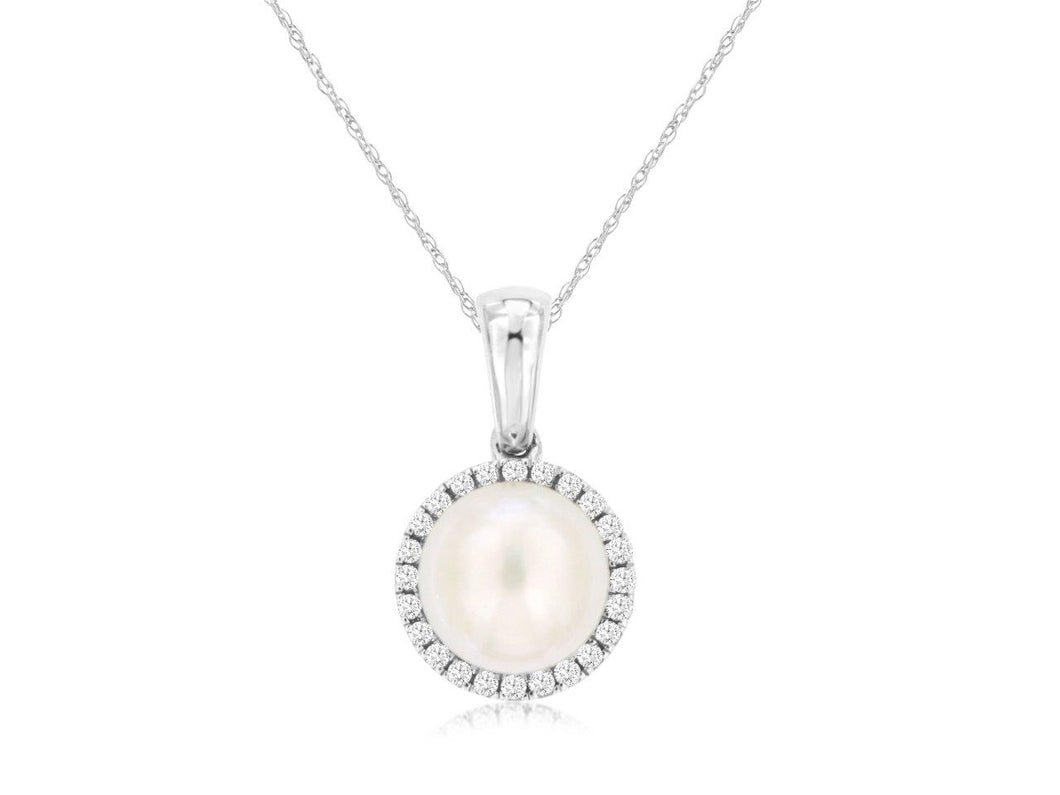 14 karat White Gold Pearl and Diamond Fashion Pendant