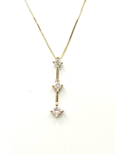 Estate 14 Karat Yellow Gold Diamond Fashion Necklace