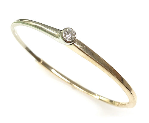 Estate 14 Karat Yellow Gold Diamond Bangle Bracelet