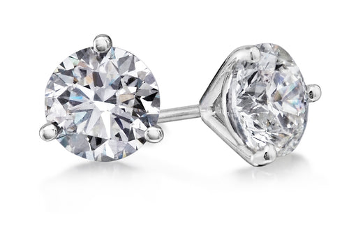 14 Karat White Gold Round Diamond Stsud Earrings
