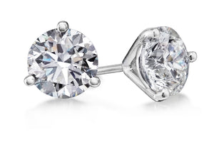 14 Karat White Gold Round Diamond Stsud Earrings