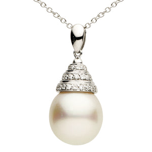 18 Karat White Gold South Sea Pearl and Diamond Pendant