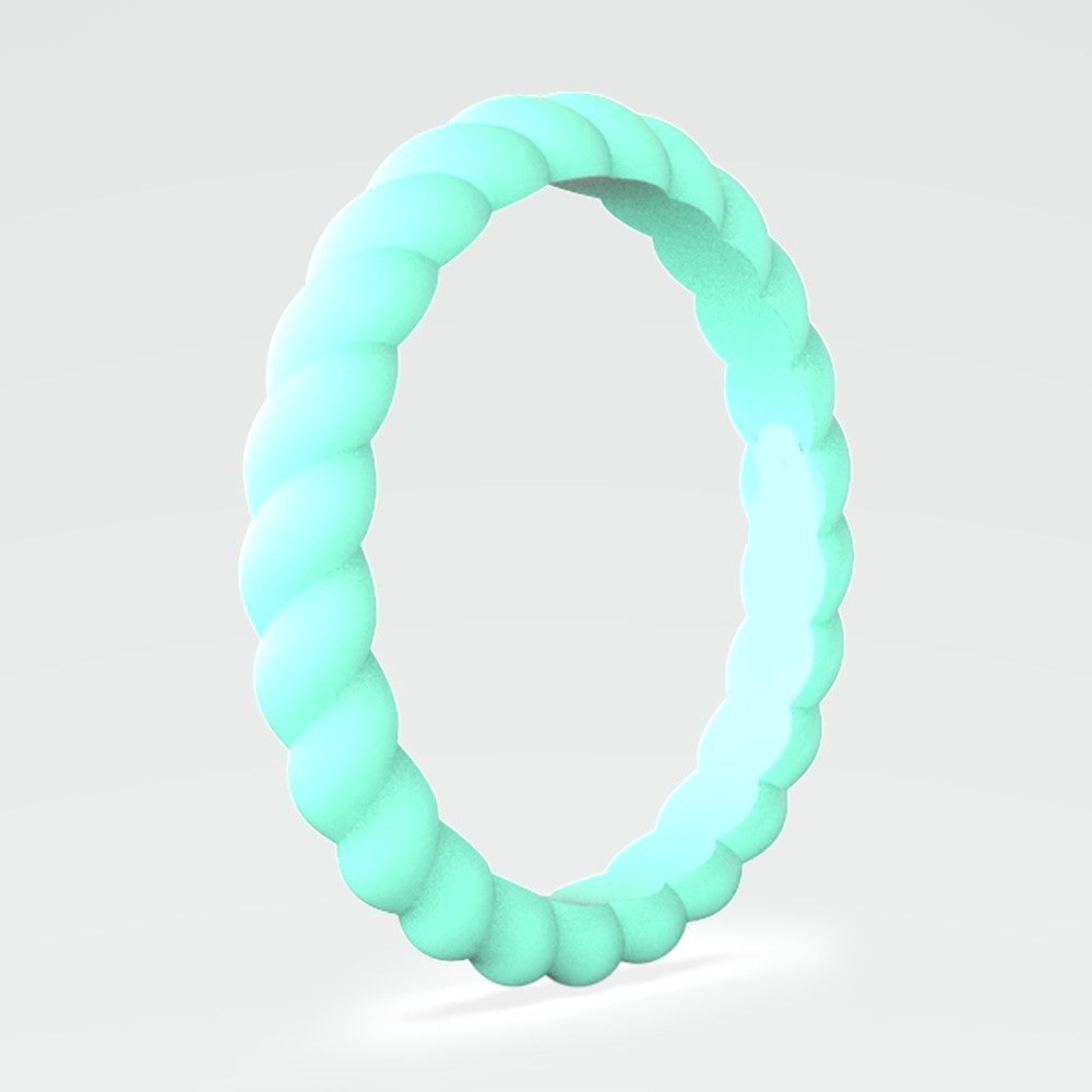Women's Spiral Turquoise Truband Silicone Ring