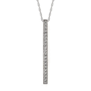 14 Karat White Gold Stick Style Diamond Fashion Pendant