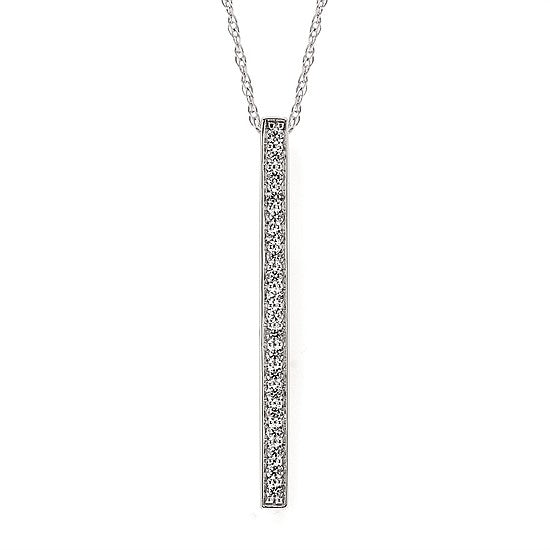 14 Karat White Gold Stick Style Diamond Fashion Pendant