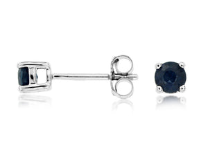 Blue Sapphire and White Gold Stud Earrings